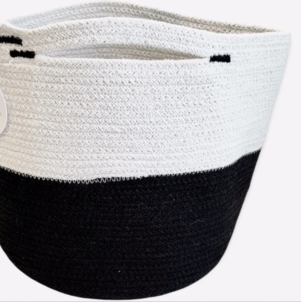MIA MELANGE Foldable Cotton Handcrafted Basket Storage Plant Pot Holder NWT